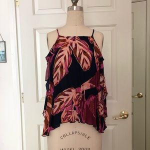 Mission Tropical Leaves Tank with Ruffles